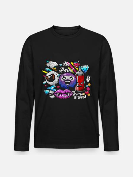 Sprayer Bunt Neon - Männer Premium Bio Langarmshirt - Schwarz