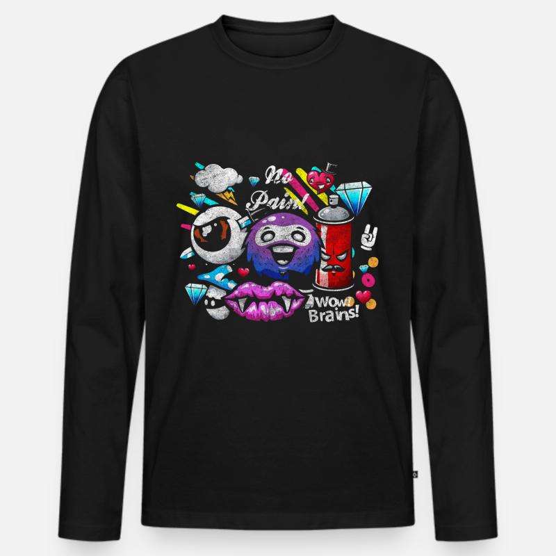 Sprayer Bunt Neon - Männer Premium Bio Langarmshirt - Schwarz