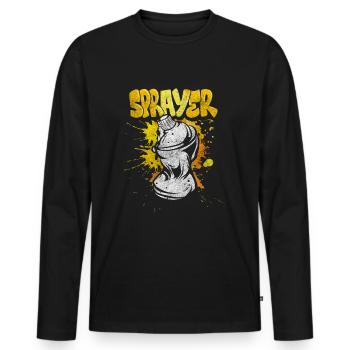 Sprayer Wall Street Art Design - Men's Premium Organic Long Sleeve Shirt - black - Front - Nico (187cm)