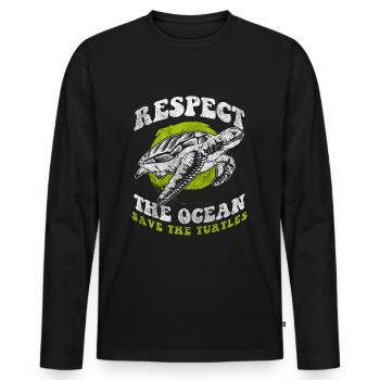 Turtle Reptile Cute - Men's Premium Organic Long Sleeve Shirt - black - Front - Nico (187cm)