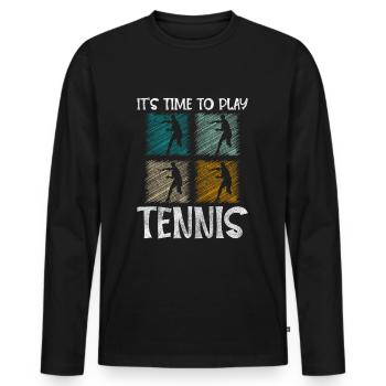 Tennis Hobby Winner Serve - T-shirt manches longues Premium bio Homme - noir - Devant - Nico (187cm)