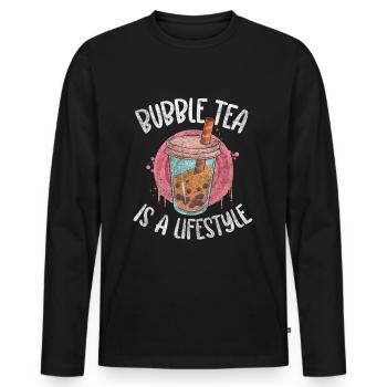 Boba Tea Tee Kugeln Erfrischung - Männer Premium Bio Langarmshirt - Schwarz - Vorne - Nico (187cm)