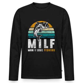 Fishing Pike Trip Perch - Men's Premium Organic Long Sleeve Shirt - black - Front - Nico (187cm)