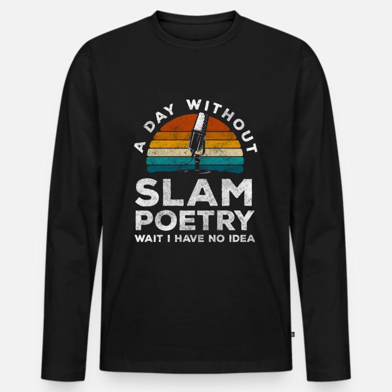 Poetry Slam Hipster Dichter - Männer Premium Bio Langarmshirt - Schwarz