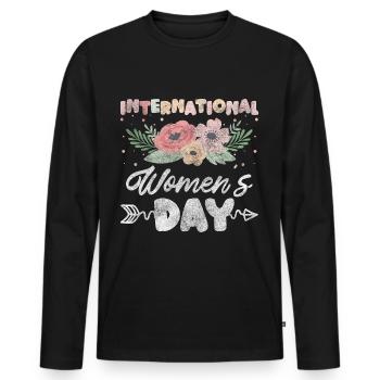 Célébrations du pouvoir des femmes - T-shirt manches longues Premium bio Homme - noir - Devant - Nico (187cm)