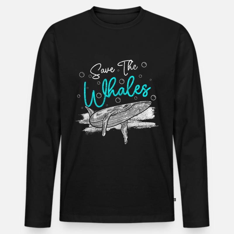 Wal Meeresbewohner See - Männer Premium Bio Langarmshirt - Schwarz