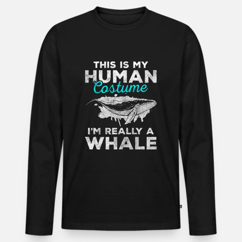 Wale Meeresbewohner See - Männer Premium Bio Langarmshirt - Schwarz