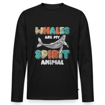 Whales Ocean Animal Diver - Men's Premium Organic Long Sleeve Shirt - black - Front - Nico (187cm)