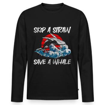 Orca Humpback Whale Species Conservation Fish - Men's Premium Organic Long Sleeve Shirt - black - Front - Nico (187cm)