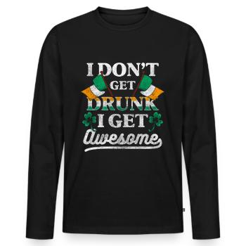 Ireland Drink Travel Whiskey - Men's Premium Organic Long Sleeve Shirt - black - Front - Nico (187cm)