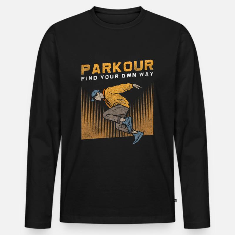 Freerunner Springer Underground Schnell - Männer Premium Bio Langarmshirt - Schwarz