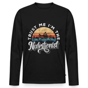 Nutritionniste Santé - T-shirt manches longues Premium bio Homme - noir - Devant - Nico (187cm)