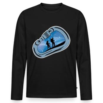 Karabiner Wandern - Männer Premium Bio Langarmshirt - Schwarz - Vorne - Nico (187cm)