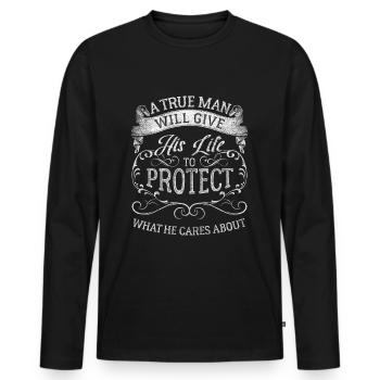 Man Masculinity November - Men's Premium Organic Long Sleeve Shirt - black - Front - Nico (187cm)