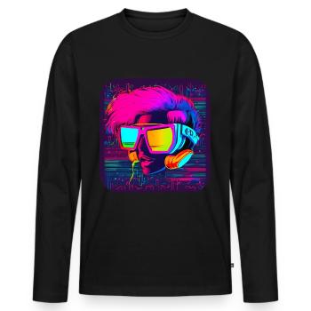 80s Retro Radio Star Party - Men's Premium Organic Long Sleeve Shirt - black - Front - Nico (187cm)