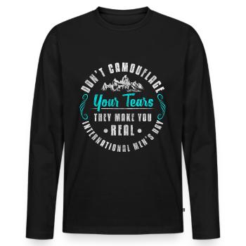 Männertag Feiertag Trinken Bollerwagen - Männer Premium Bio Langarmshirt - Schwarz - Vorne - Nico (187cm)