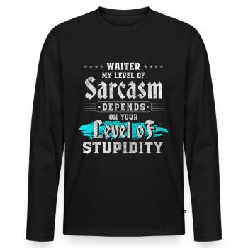 Serveur Spécialiste Travail Profession - T-shirt manches longues Premium bio Homme - noir - Devant - Nico (187cm)