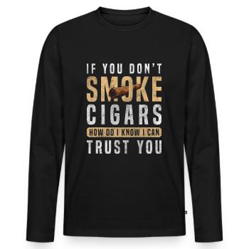 Zigarrenliebhaber Raucher Tabak Genussmensch - Männer Premium Bio Langarmshirt - Schwarz - Vorne - Nico (187cm)