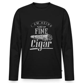 Cigare fumeur Gentlemen Lifestyle Whisky - T-shirt manches longues Premium bio Homme - noir - Devant - Nico (187cm)