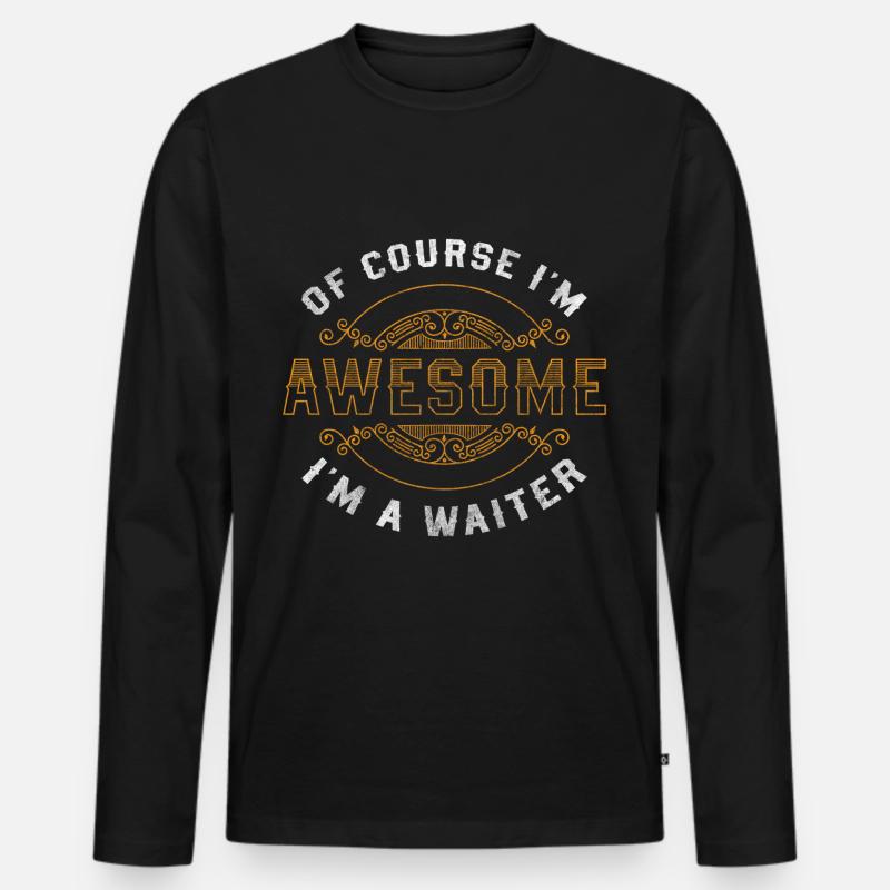 Kellnerin Fachkraft Trinkgeld Bedienung - Männer Premium Bio Langarmshirt - Schwarz