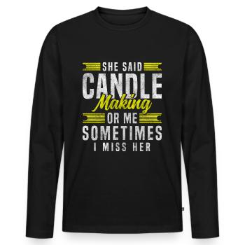 Bougies Hobby Cire romantique - T-shirt manches longues Premium bio Homme - noir - Devant - Nico (187cm)