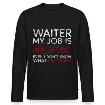 Waiter Tipping Service Gastronomy Chef - Men's Premium Organic Long Sleeve Shirt - black - Front - Nico (187cm)