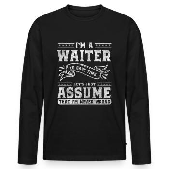 Waiter Specialist Funny Profession Service - Men's Premium Organic Long Sleeve Shirt - black - Front - Nico (187cm)