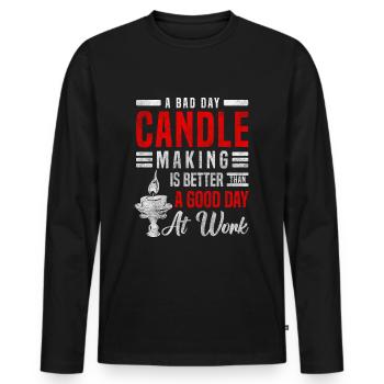 Bougies, Hobby, Décoration, Cire, Éclairage - T-shirt manches longues Premium bio Homme - noir - Devant - Nico (187cm)