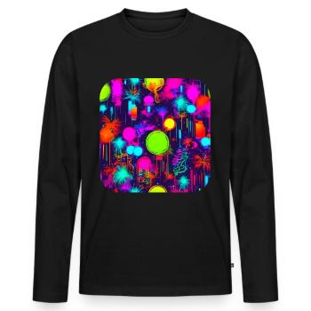 Neon Party UV Electro House Style - T-shirt manches longues Premium bio Homme - noir - Devant - Nico (187cm)