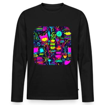 Néon Vintage Glow Style UV - T-shirt manches longues Premium bio Homme - noir - Devant - Nico (187cm)