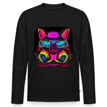 Néon UV Motif Festival Style tendance - T-shirt manches longues Premium bio Homme - noir - Devant - Nico (187cm)
