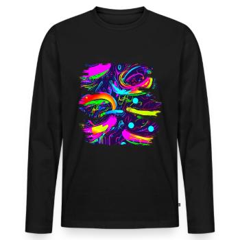 Néon style abstrait tendance UV - T-shirt manches longues Premium bio Homme - noir - Devant - Nico (187cm)