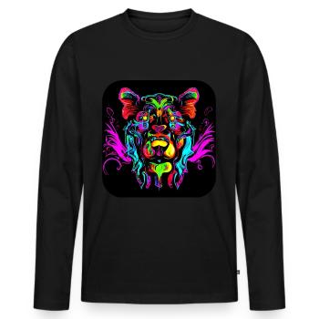 Néon Cyberglow UV Style abstrait - T-shirt manches longues Premium bio Homme - noir - Devant - Nico (187cm)