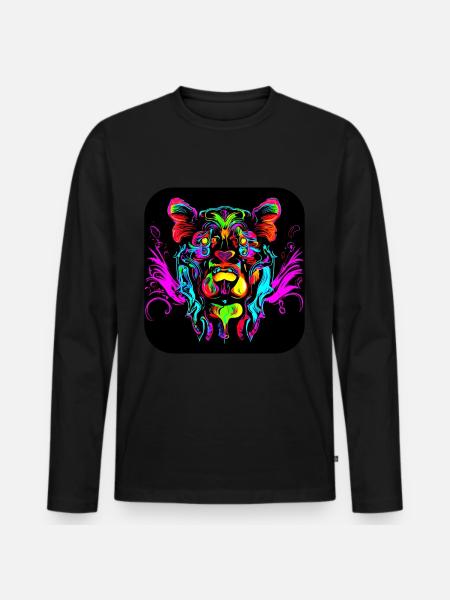 Neon Cyberglow UV Abstract Style - Men's Premium Organic Long Sleeve Shirt - black