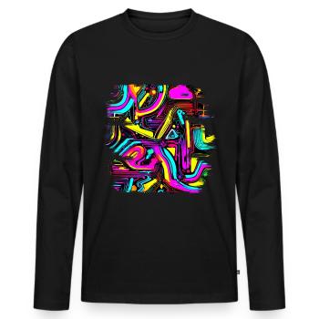 Neon Design abstrait UV Maison Style - T-shirt manches longues Premium bio Homme - noir - Devant - Nico (187cm)