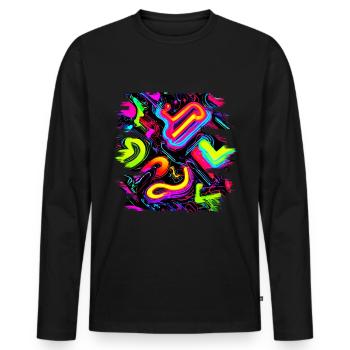 Neon Party Oldschool Couleur Glow UV - T-shirt manches longues Premium bio Homme - noir - Devant - Nico (187cm)