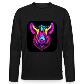 Motif Néon Lumineux UV Maison Fête - T-shirt manches longues Premium bio Homme - noir - Devant - Nico (187cm)