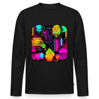 Néon style abstrait tendance UV - T-shirt manches longues Premium bio Homme - noir - Devant - Nico (187cm)