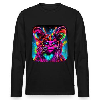 Néon Cyberglow UV Style abstrait - T-shirt manches longues Premium bio Homme - noir - Devant - Nico (187cm)