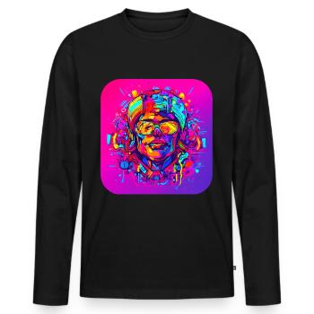 Neon Splash Créatif Style UV Lumineux - T-shirt manches longues Premium bio Homme - noir - Devant - Nico (187cm)
