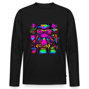 Neon Party UV Electro House Style - T-shirt manches longues Premium bio Homme - noir - Devant - Nico (187cm)