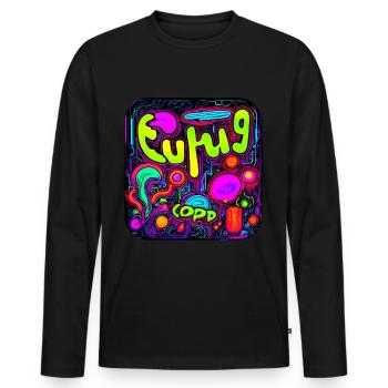 Neon Farben Leuchtend Stil UV - Männer Premium Bio Langarmshirt - Schwarz - Vorne - Nico (187cm)