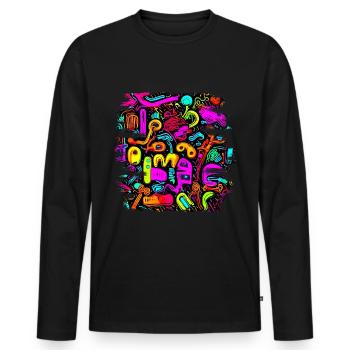Neon Stil UV House Style - T-shirt manches longues Premium bio Homme - noir - Devant - Nico (187cm)