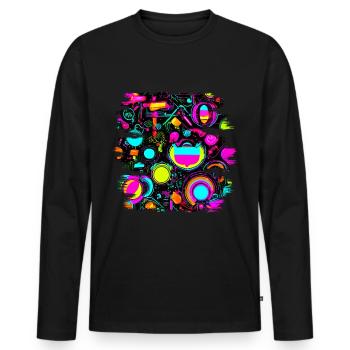 Couleurs néon style vif UV - T-shirt manches longues Premium bio Homme - noir - Devant - Nico (187cm)