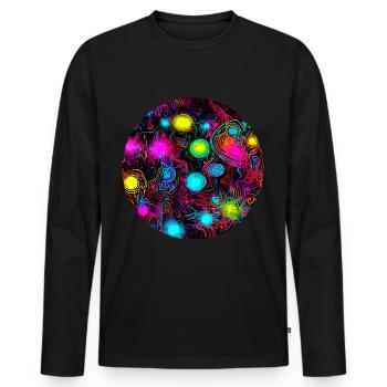Néon style abstrait tendance UV - T-shirt manches longues Premium bio Homme - noir - Devant - Nico (187cm)