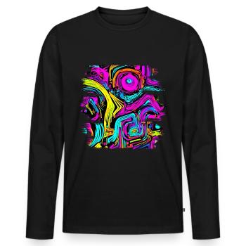 Neon Party UV Electro House Style - T-shirt manches longues Premium bio Homme - noir - Devant - Nico (187cm)