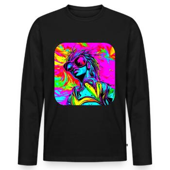 Neon Funky Pop Star Glow Party - Men's Premium Organic Long Sleeve Shirt - black - Front - Nico (187cm)