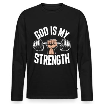 Dieu est ma force ! Croire en Jésus chrétien - T-shirt manches longues Premium bio Homme - noir - Devant - Nico (187cm)