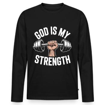 Dieu est ma force ! Croire en Jésus chrétien - T-shirt manches longues Premium bio Homme - noir - Devant - Nico (187cm)