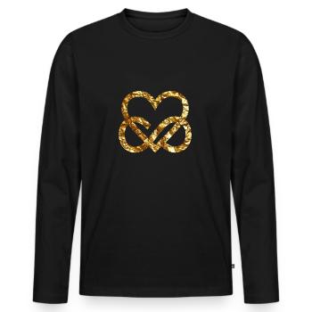 Polyamory Golden Heart Gold Infinity Heart - Men's Premium Organic Long Sleeve Shirt - black - Front - Nico (187cm)